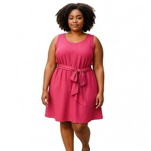 Coldwater Creek Cabaret Pink Fit and Flare‎ Wrap Belted Dress